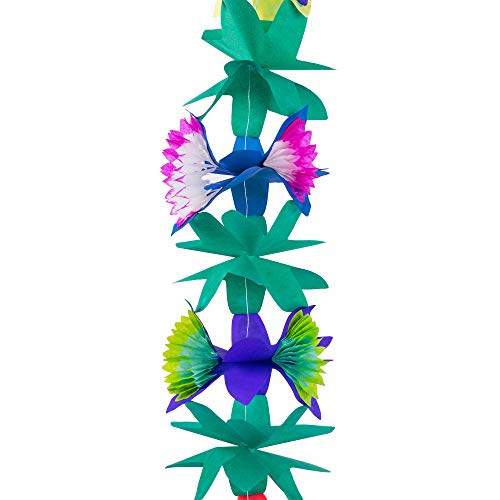 Super Z Outlet 9 Foot Paper Garland Tropical Hibiscus Decorations, Multicolored Tissue Flower Leaves Banner for Luau Party, Birthday, Hawaiian Theme