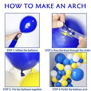 Blue Yellow White Balloon Garland Kit, 90 Pack Blue Yellow White Latex Balloons with 16FT Strip for Baby Shower Anniversary Birthday Wedding Graduation Office Party DIY Decoration