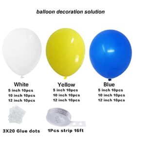 Blue Yellow White Balloon Garland Kit, 90 Pack Blue Yellow White Latex Balloons with 16FT Strip for Baby Shower Anniversary Birthday Wedding Graduation Office Party DIY Decoration