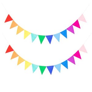 LOVENJOY 2 Assembled Rainbow Banners Felt Bunting Multicolor for Colorful Birthday Party Decorations