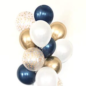 Moon and Star Balloons Bouquet Navy White Gold Balloons Twinkle Little Star Baby Shower Birthday Party Decoration