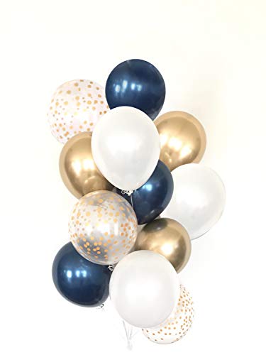 Moon and Star Balloons Bouquet Navy White Gold Balloons Twinkle Little Star Baby Shower Birthday Party Decoration