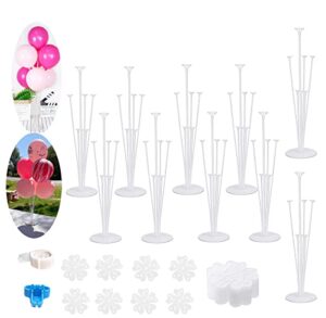 10 sets of balloon stand kits 28” balloon base, reusable balloon column stand kit for table, tie tool, flower clips, for birthday wedding party decorations (10 set)