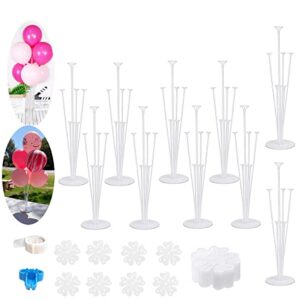 10 Sets of Balloon Stand Kits 28'' balloon base, Reusable Balloon Column Stand kit for Table, Tie Tool, Flower Clips, for Birthday Wedding Party Decorations (10 set)