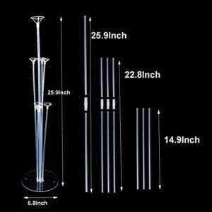 10 Sets of Balloon Stand Kits 28'' balloon base, Reusable Balloon Column Stand kit for Table, Tie Tool, Flower Clips, for Birthday Wedding Party Decorations (10 set)