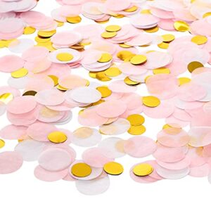 whaline round tissue confetti 6000 pcs paper table wedding confetti dots for christmas, wedding,birthday party,baby shower,valentine’s day and balloon decorations,1 inch (pink,white, gold)