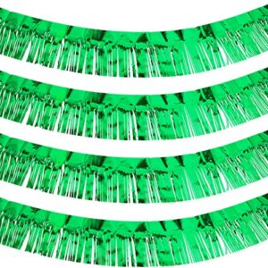 willbond 4 packs 10 feet foil fringe garland metallic foil tinsel fringe garland wall hanging fringe banner for wedding birthday parties holiday decorations and more (green)