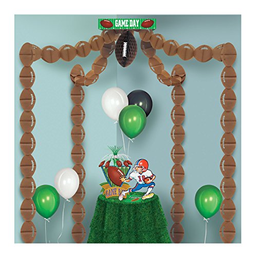 Beistle Paper Football Canopy for Game Day Parties – Sports Decorations, 20' x 20', Brown/Green/White