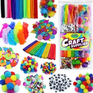 Carl & Kay Assorted Size 360 Pom Poms + 50 Googly Eyes & 1450+ pcs Crafts Supplies for Kids