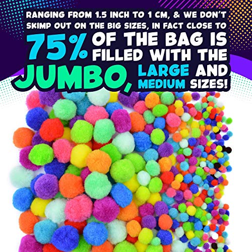 Carl & Kay Assorted Size 360 Pom Poms + 50 Googly Eyes & 1450+ pcs Crafts Supplies for Kids