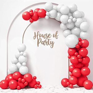 HOUSE OF PARTY White Balloons Garland Kit with Red Balloons Garland Kit - 180 Pcs Balloon Arch for Wedding, Anniversary, Birthday & Bridal Shower Party Decorations