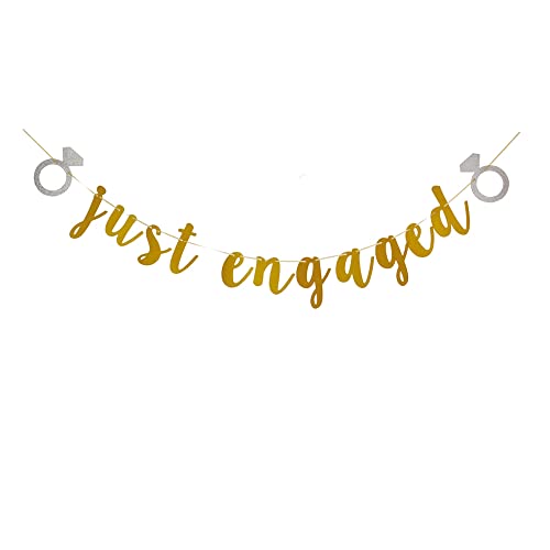 Just Engaged Banner, Gold Engagement Party Sign, Bridal Shower / Bachelorette / Wedding Party Supplies Decorations