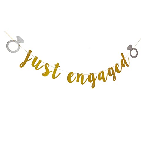 Just Engaged Banner, Gold Engagement Party Sign, Bridal Shower / Bachelorette / Wedding Party Supplies Decorations