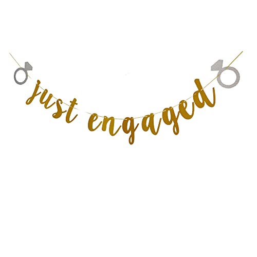 Just Engaged Banner, Gold Engagement Party Sign, Bridal Shower / Bachelorette / Wedding Party Supplies Decorations