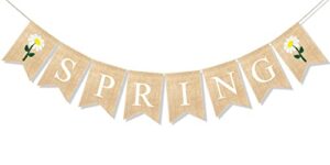 uniwish spring banner burlap rustic garland easter spring theme party decorations for mantle porch sign welcome the arrival of spring