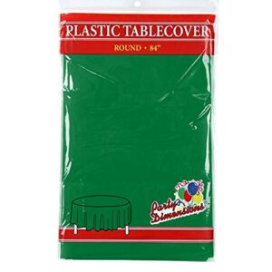 green round plastic tablecloth – 4 pack – premium quality disposable party table covers for parties and events – 84” – by party dimensions