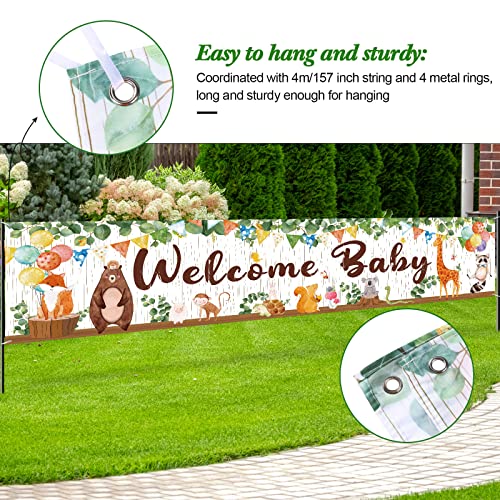 Woodland Baby Shower Decoration Gender Neutral Forest Decor Woodland Animal Baby Shower Party Supplies, Welcome Baby Banner Forest Creature Backdrop, Latex Confetti Balloon for Gender Reveal