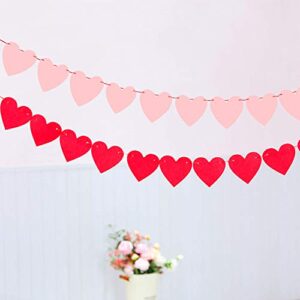 Heart Banner, Felt Heart Garland Valentines Day Decor Garland Love Banner Valentines Decoration Pennants Sign Backdrop (Felt Heart Banner)