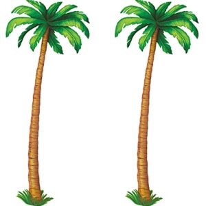 Beistle 2 Piece Durable Jointed Cardstock Paper Palm Trees Luau Birthday Decorations Summer Tropical Party Accessory Beach Theme Hawaiian Photo Prop Background