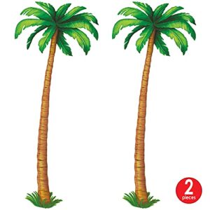 Beistle 2 Piece Durable Jointed Cardstock Paper Palm Trees Luau Birthday Decorations Summer Tropical Party Accessory Beach Theme Hawaiian Photo Prop Background