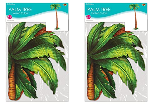 Beistle 2 Piece Durable Jointed Cardstock Paper Palm Trees Luau Birthday Decorations Summer Tropical Party Accessory Beach Theme Hawaiian Photo Prop Background