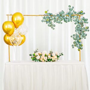 Adjustable Over The Table Rod Stand with Clamps, Gold Metal Balloon Flower Arch Stand 35"-50"Tall, 45"-90"Length Ideal for Weddings, Showers, Birthday, Halloween, Thanksgiving Party Decorations