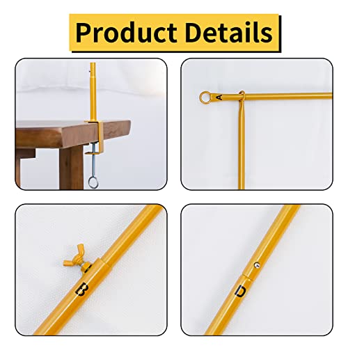 Adjustable Over The Table Rod Stand with Clamps, Gold Metal Balloon Flower Arch Stand 35"-50"Tall, 45"-90"Length Ideal for Weddings, Showers, Birthday, Halloween, Thanksgiving Party Decorations
