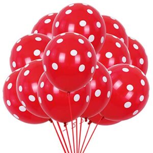 100pcs red and white polka dots balloons 12inch large polka dot latex party strawbetty mouse balloons for wedding birthday party festival decoration halloween christmas new year supplies