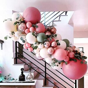 rose red balloon garland arch kit – 102 pack olive green rose red blush balloons ,metallic rose gold balloon for wedding baby shower birthday evening dinner tea party decorations