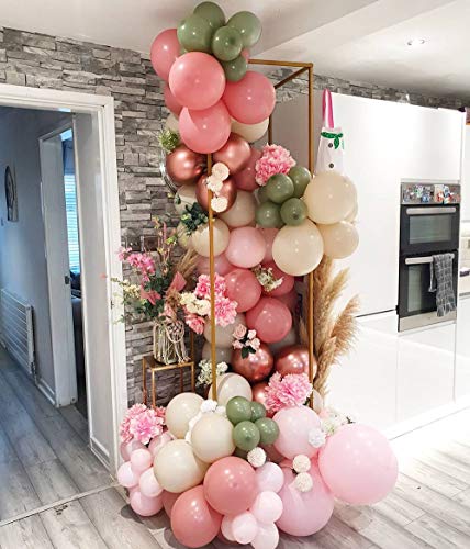 Rose Red Balloon Garland Arch Kit – 102 Pack Olive Green Rose Red Blush Balloons ,Metallic Rose Gold Balloon for Wedding Baby Shower Birthday Evening Dinner Tea Party Decorations