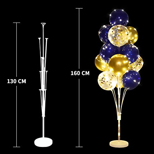 Cicicooie 2 Set Floor Balloon Stand Kit with String Light Balloon Holder Centerpieces Floor Decoration for Baby Shower Birthday Party Bachelorette Party (Blue&Gold)