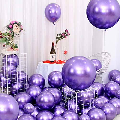 Metallic Purple Balloons-Thickened 86Pcs Chrome Purple Balloons Different Sizes 5/10/12/18 inch Purple Balloon Garland Arch Kit for Birthday Wedding Halloween Christmas Anniversary Party