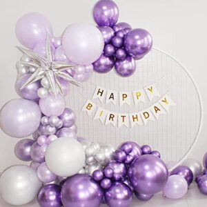 Metallic Purple Balloons-Thickened 86Pcs Chrome Purple Balloons Different Sizes 5/10/12/18 inch Purple Balloon Garland Arch Kit for Birthday Wedding Halloween Christmas Anniversary Party