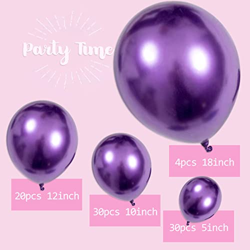 Metallic Purple Balloons-Thickened 86Pcs Chrome Purple Balloons Different Sizes 5/10/12/18 inch Purple Balloon Garland Arch Kit for Birthday Wedding Halloween Christmas Anniversary Party