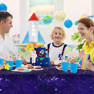 Space Party Tablecloth Purple Nebula Galaxy Plastic Table Cover Space Star Tablecloth Disposable Starry Night Sky Table Cover for Birthday Home Decorations and Supplies, 54 X 108 Inch (1 Pack)