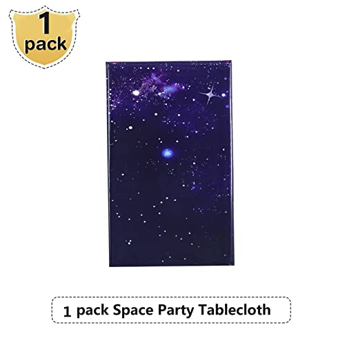 Space Party Tablecloth Purple Nebula Galaxy Plastic Table Cover Space Star Tablecloth Disposable Starry Night Sky Table Cover for Birthday Home Decorations and Supplies, 54 X 108 Inch (1 Pack)