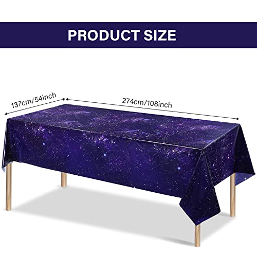 Space Party Tablecloth Purple Nebula Galaxy Plastic Table Cover Space Star Tablecloth Disposable Starry Night Sky Table Cover for Birthday Home Decorations and Supplies, 54 X 108 Inch (1 Pack)