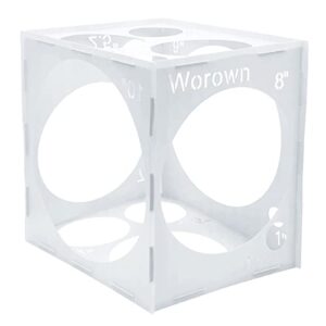 worown 14 holes collapsible white plastic balloon sizer box, 1-10 inch balloon sizer cube, balloon size measurement tools for balloon arches, balloon columns, balloon decorations