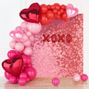 house of party red and pink balloon garland arch kit – 18/12/10/5 inch light pink and red balloons with foil heart balloons for women girls valentine’s day mother’s day wedding engagement anniversary