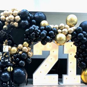 Black and Gold Balloons Garland Kit, 103 Pieces Black Balloons Black Gold Confetti Balloons with 4 Different Sizes for Graduation Wedding Birthday Party Decorations