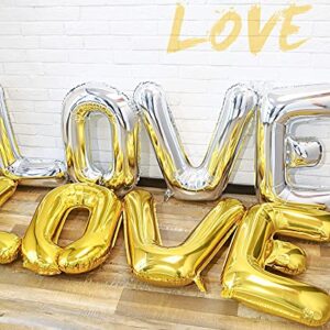 16 Inch Gold Letter Balloons Mylar Foil Alphabet Letter A-Z Balloons Set for Wedding Birthday Party Decoration Banner(26pcs Pack,) (Gold)