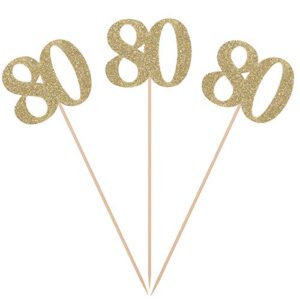 pack of 10 gold glitter 80th birthday centerpiece sticks number 80 table topper age letter decorations
