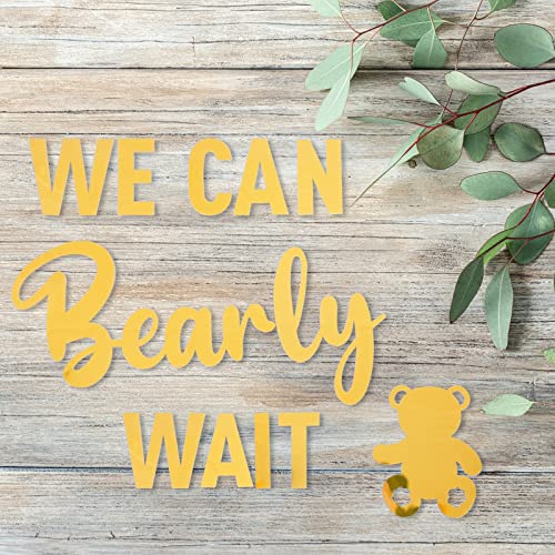 We Can Bearly Wait Teddy Bear Baby Shower Decorations, Baby Bear Sign, Baby Bear Sign,Decor for Teddy Bear Theme Girl Boy Baby Shower Birthday Party Decorations,Gender Reveal Door Hanging Photo Props