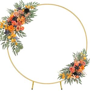 yaseingoo 8ft round balloon arch frame, golden circle balloon garland arch kit backdrop stand for birthday party, graduation, wedding and bridal shower photo background decoration
