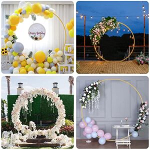 Yaseingoo 8FT Round Balloon Arch Frame, Golden Circle Balloon Garland Arch Kit Backdrop Stand for Birthday Party, Graduation, Wedding and Bridal Shower Photo Background Decoration