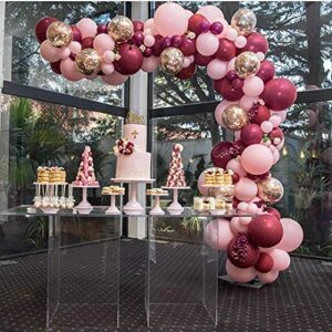 118Pcs Burgundy and Chrome Gold Balloons Garland Arch Kit for Wedding Bridal Girl Birthday Party Celebration Baby Shower Ceremony Anniversary Decoration Balloon Chain (Burgundy) (burgundy)