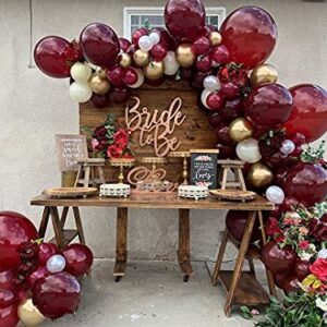 118Pcs Burgundy and Chrome Gold Balloons Garland Arch Kit for Wedding Bridal Girl Birthday Party Celebration Baby Shower Ceremony Anniversary Decoration Balloon Chain (Burgundy) (burgundy)