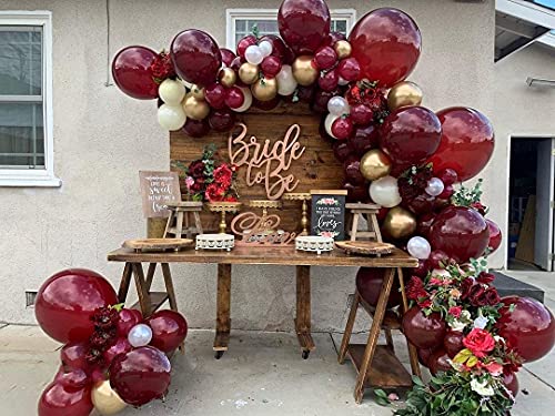 118Pcs Burgundy and Chrome Gold Balloons Garland Arch Kit for Wedding Bridal Girl Birthday Party Celebration Baby Shower Ceremony Anniversary Decoration Balloon Chain (Burgundy) (burgundy)