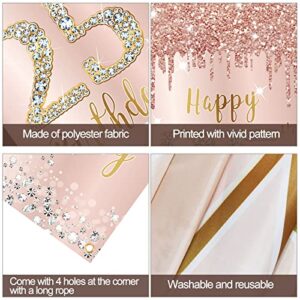 25th Birthday Door Banner Decorations for Women, Pink Rose Gold Happy 25 Birthday Backdrop Sign Party Supplies, Large 25 Year Old Birthday Poster Door Cover Decor