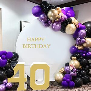 purple gold party decoration-macaron purple balloon metallic gold balloon black balloon 142pcs for birthday,gender reveal,baby shower,wedding,engagement,christmas and new year party decoration.